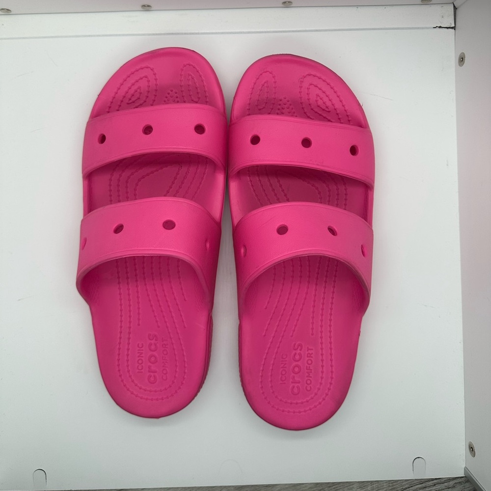 Crocs Pink Classic Slide Sandals Size Women’s 10 / Men’s 8 - Picture 4 of 7